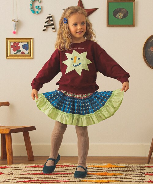 こども ビームス（コドモビームス）の「総柄 ティアード スカート2025FW（90～140cm）（スカート・キッズ・ミント/ブラウン系その他3・120/110/90/140/100/130）」の14枚目の写真