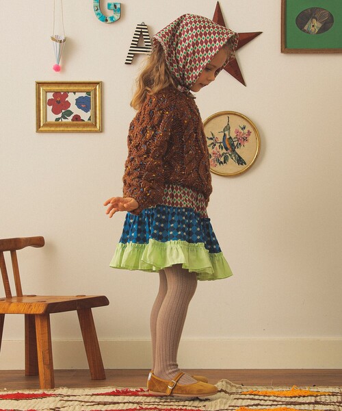 こども ビームス（コドモビームス）の「総柄 ティアード スカート2025FW（90～140cm）（スカート・キッズ・ミント/ブラウン系その他3・120/110/90/140/100/130）」の15枚目の写真