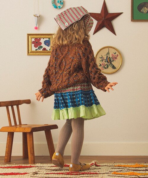 こども ビームス（コドモビームス）の「総柄 ティアード スカート2025FW（90～140cm）（スカート・キッズ・ミント/ブラウン系その他3・120/110/90/140/100/130）」の16枚目の写真