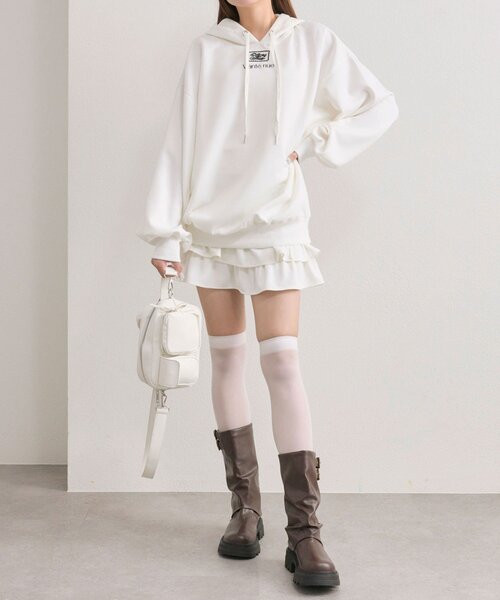 OLIVE des OLIVE（オリーブデオリーブ）の「【SNSで話題】ゆるたぽパーカー（パーカー・レディース・ピンク/オフホワイト/トップグレー/ブラック・FREE）」の12枚目の写真