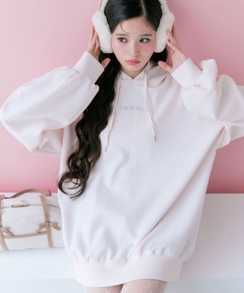 OLIVE des OLIVE（オリーブデオリーブ）の「【SNSで話題】ゆるたぽパーカー（パーカー・レディース・ピンク/オフホワイト/トップグレー/ブラック・FREE）」の4枚目の写真