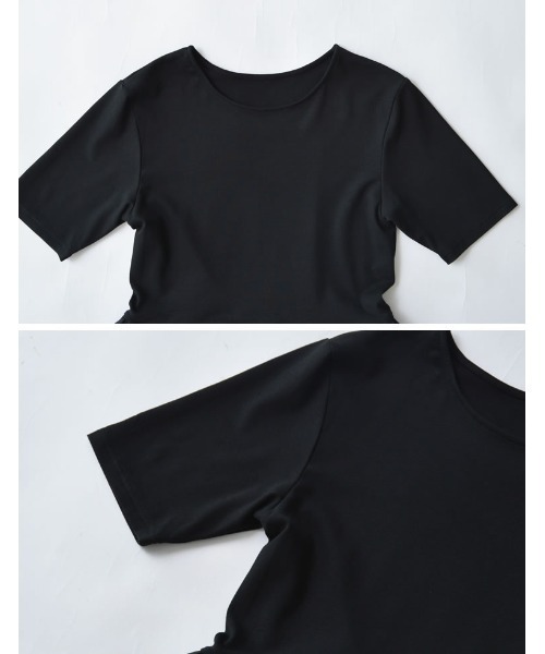 Re:EDIT(リエディ)の「フライス異素材切り替え裾バルーン半袖トップス(Tシャツ/カットソー・レディース・ホワイト/ブラック・MEDIUM/LARGE)」の14枚目の写真