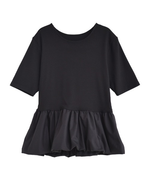 Re:EDIT(リエディ)の「フライス異素材切り替え裾バルーン半袖トップス(Tシャツ/カットソー・レディース・ホワイト/ブラック・MEDIUM/LARGE)」の17枚目の写真