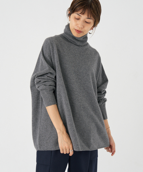 IENA（イエナ）の「Fineニュージーウール ハイネックプルオーバー（ニット/セーター・レディース・グレー/ベージュ系その他/ブラック・FREE）」の3枚目の写真