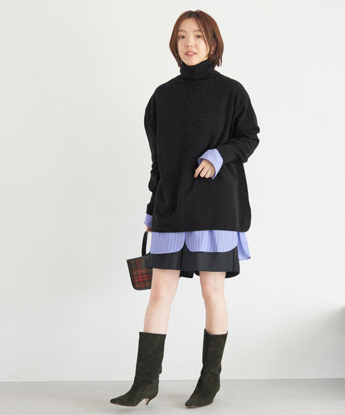 IENA（イエナ）の「Fineニュージーウール ハイネックプルオーバー（ニット/セーター・レディース・グレー/ベージュ系その他/ブラック・FREE）」の4枚目の写真