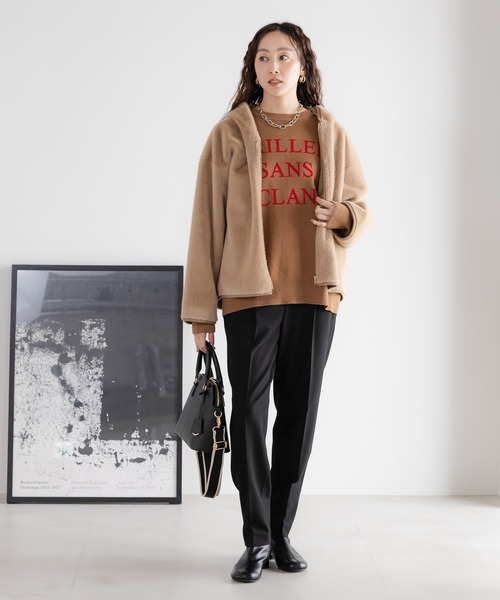 Elura（エルーラ）の「スリムウォームテーパードパンツ＜低身長サイズあり＞/591844（スラックス・レディース・ベージュ/ブラック/チャコールグレー/ライトグレー/ブラック×ホワイト・LARGE/MEDIUM/FREE(S)）」の7枚目の写真