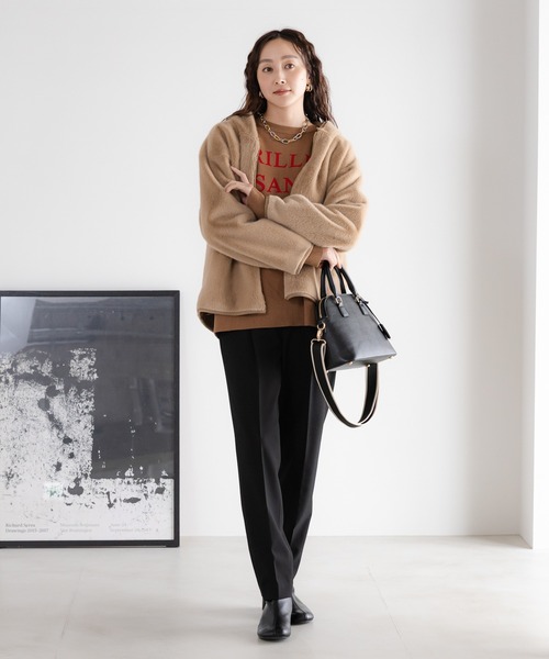 Elura（エルーラ）の「スリムウォームテーパードパンツ＜低身長サイズあり＞/591844（スラックス・レディース・ベージュ/ブラック/チャコールグレー/ライトグレー/ブラック×ホワイト・LARGE/MEDIUM/FREE(S)）」の8枚目の写真