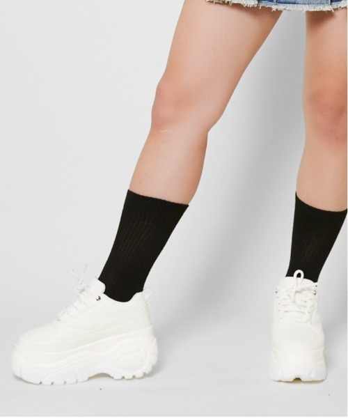 GORGE（ゴージ）の「《美脚×脚長シルエット》厚底スニーカー レディース カジュアルコーデに◎（スニーカー・レディース・オフホワイト/ブラック・L/LL/S/M）」の5枚目の写真