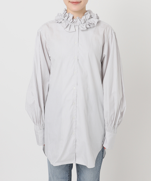 crinkle crinkle crinkle 白シャツ VONIQUE / crinkle crinkle crinkle/FRILL COLLER shirt (WHT)