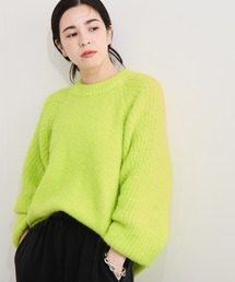 アダムエロペ　ニット　グリーン セール】【WEB限定・洗える】モヘア混ソフトシアータートル