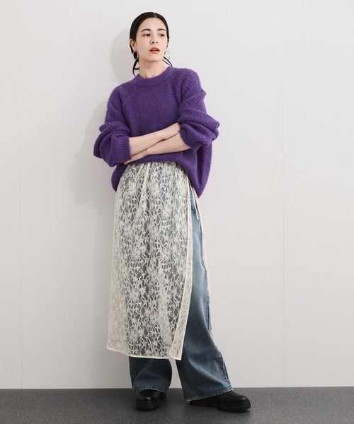 LE CERCLE par rope'（ルセルクルパーロペ）の「シェットランド風ニットプルーオーバー（ニット/セーター・レディース・ブルー系その他6/ピンク系その他/ライトグリーン/オレンジ/オフホワイト/パープル/ライトグレー/チャコールグレー・FREE）」の22枚目の写真