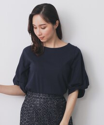 index | パフスリーブツイストタックトップス【洗濯機可/接触冷感/UVケア】(Tシャツ/カットソー)