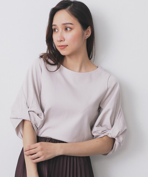 index(インデックス)の「パフスリーブツイストタックトップス【洗濯機可/接触冷感/UVケア】(Tシャツ/カットソー・レディース・ブラウン系その他/ベージュ系その他7/ホワイト系9/ネイビー/サンドベージュ・40/42/38/36)」の4枚目の写真