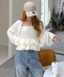 ROYAL PARTY(ロイヤルパーティー)のフリルペプラムニットベアアンサンブル(アンサンブル)