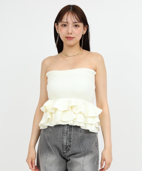 ROYAL PARTY（ロイヤルパーティー）の「フリルペプラムニットベアアンサンブル（アンサンブル・レディース・ブラウン/ブラック/オフホワイト・FREE）」の9枚目の写真