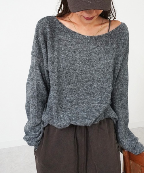 gossara(ゴサラ)の「ルーズフィットボートネックPO(ニット/セーター・レディース・アイボリー/チャコール/ベージュ・FREE)」の2枚目の写真