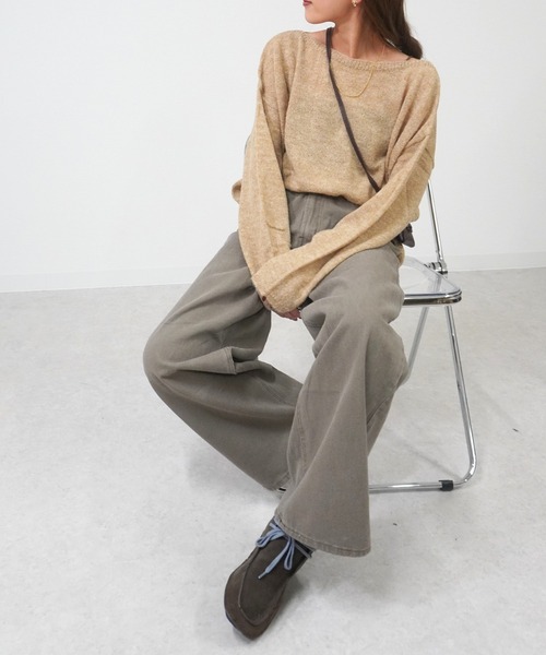 gossara(ゴサラ)の「ルーズフィットボートネックPO(ニット/セーター・レディース・アイボリー/チャコール/ベージュ・FREE)」の12枚目の写真