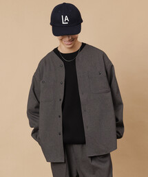 FREAK'S STORE(フリークスストア)のLANATEC WOOLY リラックスフィット ノーカラーシャツ / NO COLLAR SH(シャツ/ブラウス)