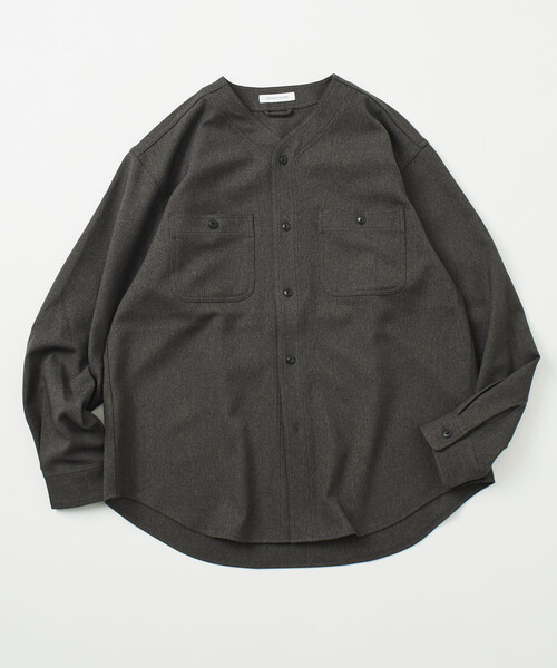 セール】LANATEC WOOLY リラックスフィット ノーカラーシャツ / NO