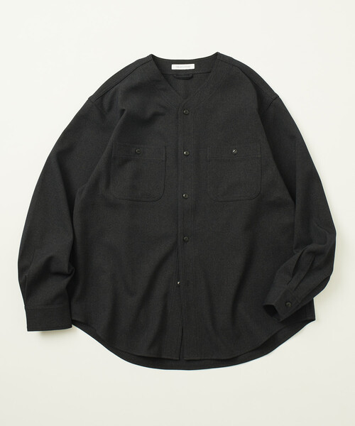 セール】LANATEC WOOLY リラックスフィット ノーカラーシャツ / NO