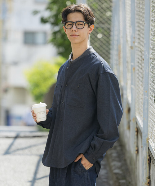 セール】LANATEC WOOLY リラックスフィット ノーカラーシャツ / NO