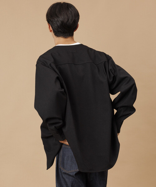 セール】LANATEC WOOLY リラックスフィット ノーカラーシャツ / NO