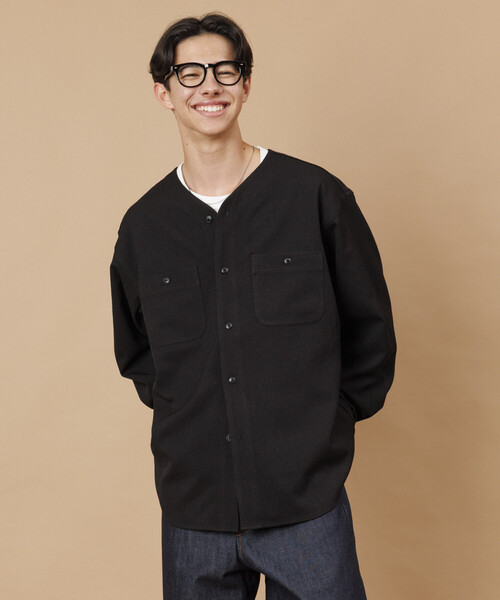 セール】LANATEC WOOLY リラックスフィット ノーカラーシャツ / NO