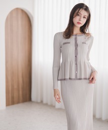 MISCH MASCH | 2025秋冬新作 ワイドリブ配色ペプラムカーディガン(カーディガン/ボレロ)