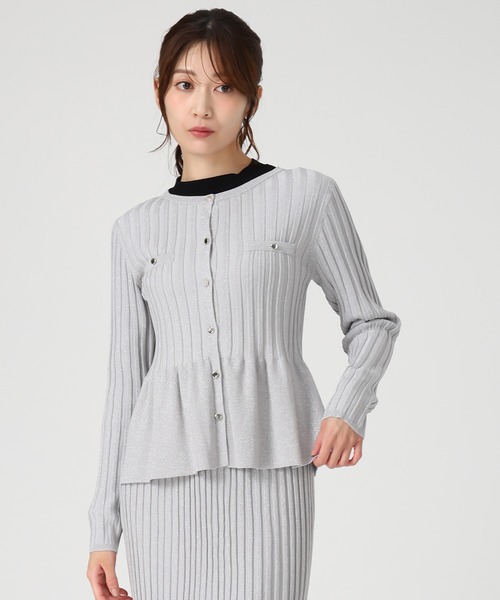 MISCH MASCH（ミッシュマッシュ）の「2025秋冬新作 ワイドリブ配色ペプラムカーディガン（カーディガン/ボレロ・レディース・グレー/ベージュ/ブラック・ﾌﾘ-）」の8枚目の写真