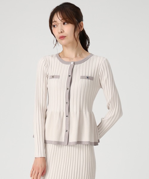 MISCH MASCH（ミッシュマッシュ）の「2025秋冬新作 ワイドリブ配色ペプラムカーディガン（カーディガン/ボレロ・レディース・グレー/ベージュ/ブラック・ﾌﾘ-）」の20枚目の写真