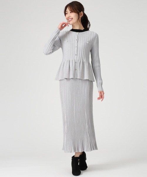 MISCH MASCH（ミッシュマッシュ）の「2025秋冬新作 ワイドリブ配色ペプラムカーディガン（カーディガン/ボレロ・レディース・グレー/ベージュ/ブラック・ﾌﾘ-）」の18枚目の写真