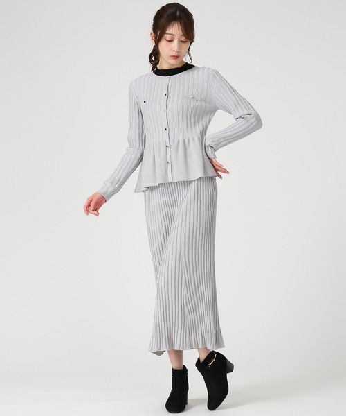 MISCH MASCH（ミッシュマッシュ）の「2025秋冬新作 ワイドリブ配色ペプラムカーディガン（カーディガン/ボレロ・レディース・グレー/ベージュ/ブラック・ﾌﾘ-）」の12枚目の写真