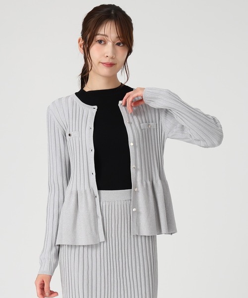 MISCH MASCH（ミッシュマッシュ）の「2025秋冬新作 ワイドリブ配色ペプラムカーディガン（カーディガン/ボレロ・レディース・グレー/ベージュ/ブラック・ﾌﾘ-）」の15枚目の写真