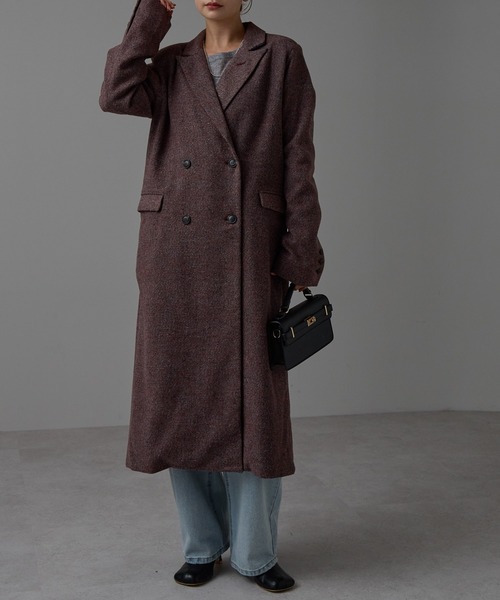 r.（アールドット）の「ツイード　チェスターコート（チェスターコート・レディース・オレンジ/ブラウン/ブラック・FREE）」の3枚目の写真