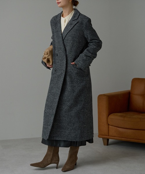 r.（アールドット）の「ツイード　チェスターコート（チェスターコート・レディース・オレンジ/ブラウン/ブラック・FREE）」の7枚目の写真