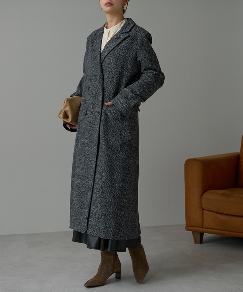 r.（アールドット）の「ツイード　チェスターコート（チェスターコート・レディース・オレンジ/ブラウン/ブラック・FREE）」の9枚目の写真