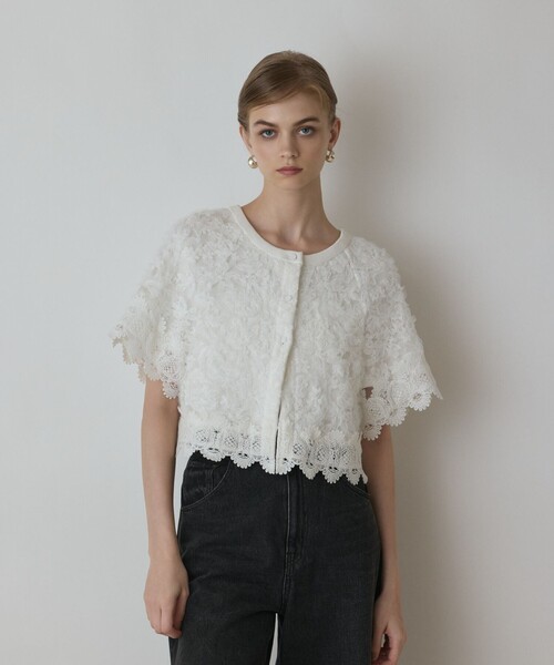 セール】フラワー刺繍ニットカーディガン（カーディガン/ボレロ