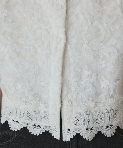 Diagram（ダイアグラム）の「フラワー刺繍ニットカーディガン（カーディガン/ボレロ・レディース・ブラック/ホワイト・36）」の9枚目の写真