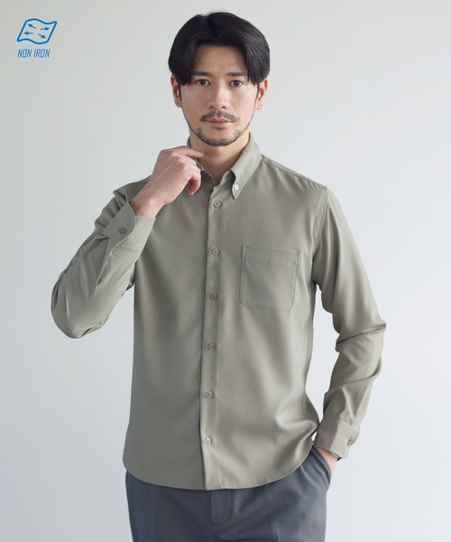 SPU(スプ)の「【防シワ】機能性ベーシックレギュラーサイズボタンダウン長袖シャツ(シャツ/ブラウス・メンズ・チャコール/ネイビー/ホワイト/グレー/サックスブルー/ブラック/ベージュ・S/M/L/XL)」の5枚目の写真