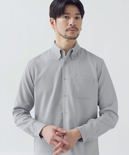SPU(スプ)の「【防シワ】機能性ベーシックレギュラーサイズボタンダウン長袖シャツ(シャツ/ブラウス・メンズ・チャコール/ネイビー/ホワイト/グレー/サックスブルー/ブラック/ベージュ・S/M/L/XL)」の8枚目の写真