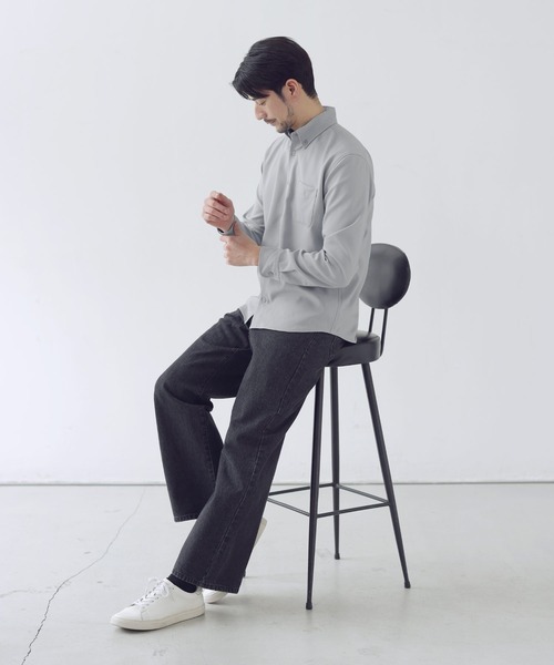 SPU(スプ)の「【防シワ】機能性ベーシックレギュラーサイズボタンダウン長袖シャツ(シャツ/ブラウス・メンズ・チャコール/ネイビー/ホワイト/グレー/サックスブルー/ブラック/ベージュ・S/M/L/XL)」の13枚目の写真