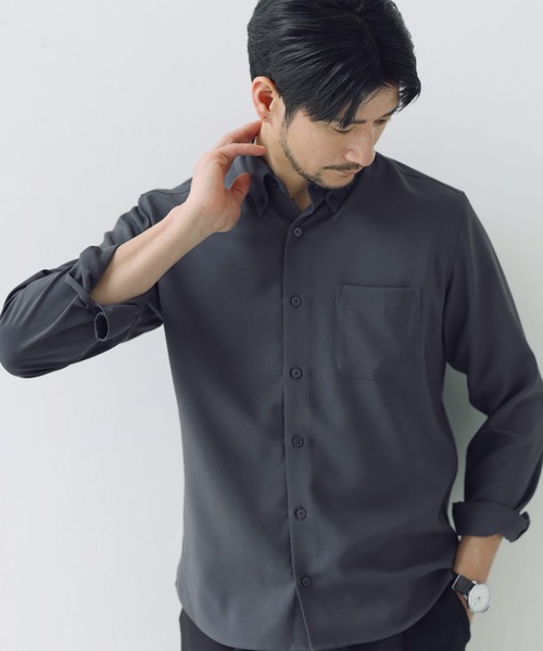 SPU(スプ)の「【防シワ】機能性ベーシックレギュラーサイズボタンダウン長袖シャツ(シャツ/ブラウス・メンズ・チャコール/ネイビー/ホワイト/グレー/サックスブルー/ブラック/ベージュ・S/M/L/XL)」の14枚目の写真