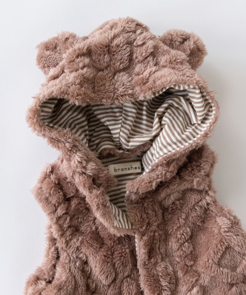 BRANSHES(ブランシェス)の「【ベビー】ケーブル柄クマ耳ベスト(ベスト・キッズ・アイボリー/ブラウン・FREE)」の8枚目の写真