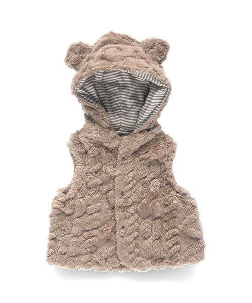 BRANSHES(ブランシェス)の「【ベビー】ケーブル柄クマ耳ベスト(ベスト・キッズ・アイボリー/ブラウン・FREE)」の9枚目の写真