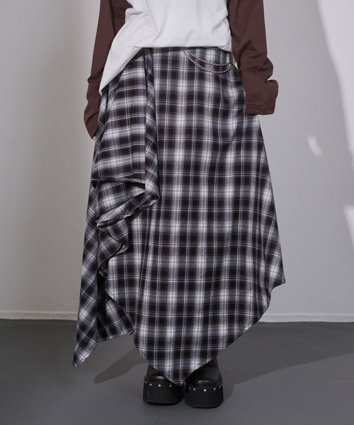 ENVYM（アンビー）の「アシメチェック ドレープスカート（スカート・レディース・ブラウン/ブラック・FREE）」の17枚目の写真