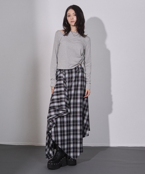 ENVYM（アンビー）の「アシメチェック ドレープスカート（スカート・レディース・ブラウン/ブラック・FREE）」の16枚目の写真