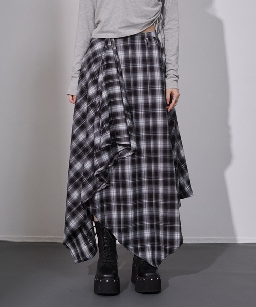 ENVYM（アンビー）の「アシメチェック ドレープスカート（スカート・レディース・ブラウン/ブラック・FREE）」の22枚目の写真