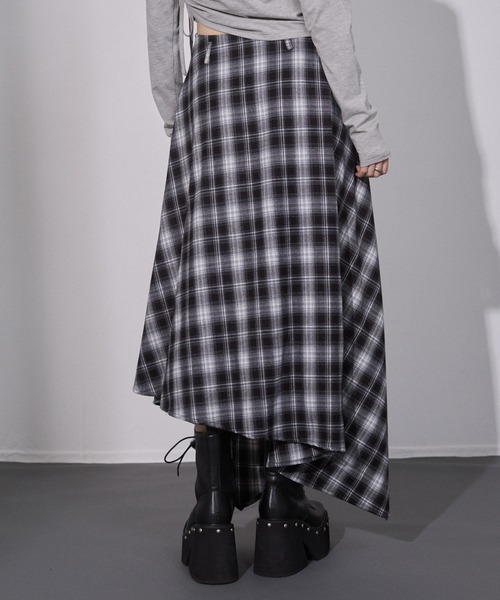 ENVYM（アンビー）の「アシメチェック ドレープスカート（スカート・レディース・ブラウン/ブラック・FREE）」の12枚目の写真
