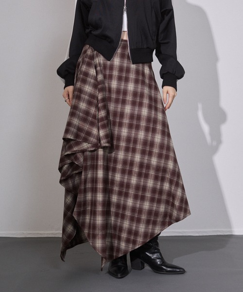 ENVYM（アンビー）の「アシメチェック ドレープスカート（スカート・レディース・ブラウン/ブラック・FREE）」の20枚目の写真