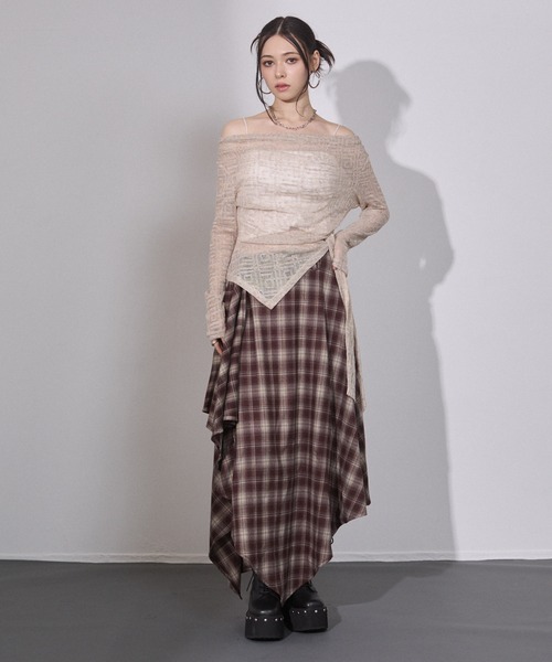 ENVYM（アンビー）の「アシメチェック ドレープスカート（スカート・レディース・ブラウン/ブラック・FREE）」の8枚目の写真